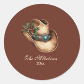 Sticker Rond Western Cowboy Hat Christmas 9 Photo (Devant)
