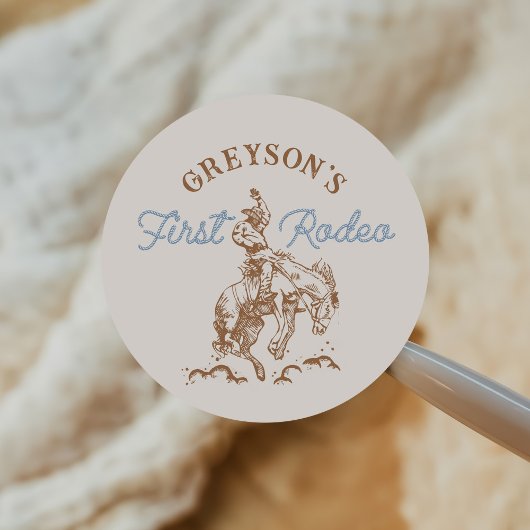 Sticker Rond Western Cowboy Premier Rodéo 1er Anniversaire
