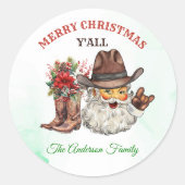 Sticker Rond Western Cowboy Santa Christmas Party  (Devant)