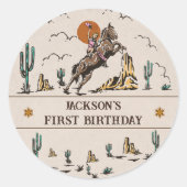 Sticker Rond Western Cowgirl fête d'anniversaire (Devant)