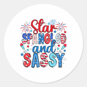 Sticker Rond Western Funny Star Spangé Sy 4 juillet Indepen