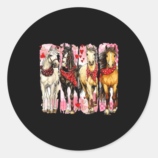 Sticker Rond Western Horse Valentine Funny Western Valentines D (Devant)