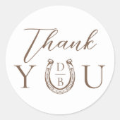 Sticker Rond Western Horseshoe Monogram Wedding Thank You  (Devant)