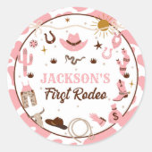 Sticker Rond Western Premier Rodéo fille 1er Anniversaire rose (Devant)