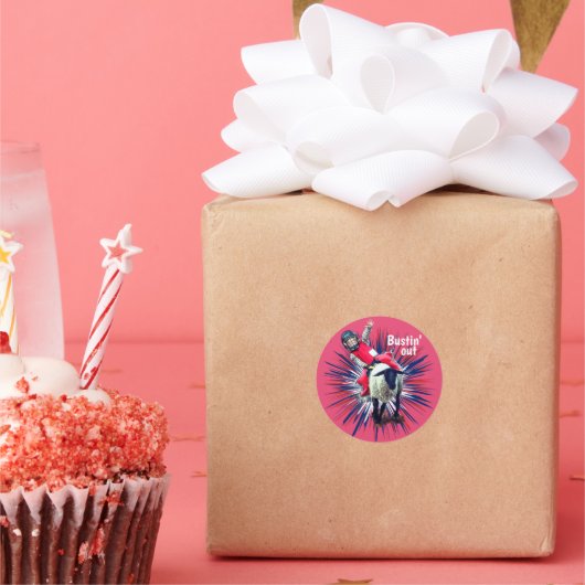 Sticker Rond Western Rodeo Cowboy Cowgirl Mutton Buston (Fête)