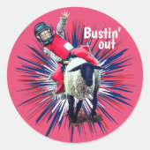 Sticker Rond Western Rodeo Cowboy Cowgirl Mutton Buston (Devant)