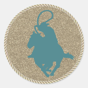 Sticker Rond Western Rodeo Cowboy Cowgirl Roping