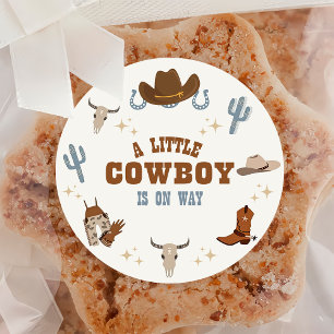 Sticker Rond Western Rodeo Little Cowboy Baby shower