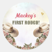 Sticker Rond Western Rustic Floral fête d'anniversaire (Devant)