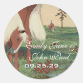 Sticker Rond Western Saddle Rustic Horse Mariage (Devant)