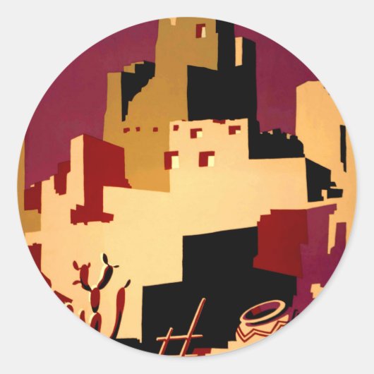 Sticker Rond Western Southwest Pueblo WPA National (Devant)