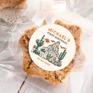 Sticker Rond Western Vintage Desert Rodeo 1er anniversaire