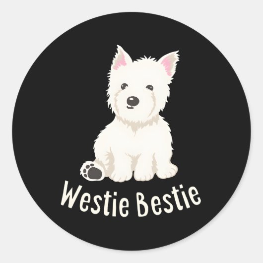 Sticker Rond Westie Bestie West Highland White Terrier (Devant)