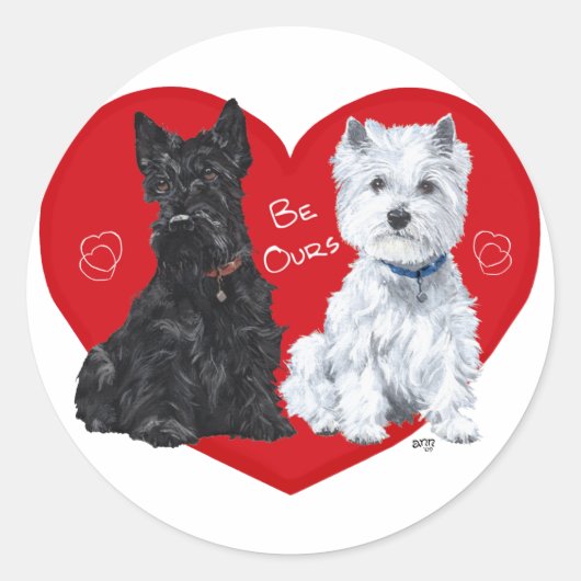 Sticker Rond Westie et Scottie Valentine (Devant)