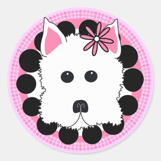 Sticker Rond Westie Girl (Devant)