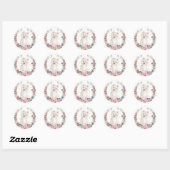 Sticker Rond Westie Terrier Fleurs de printemps Wreath (Feuille)