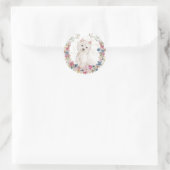 Sticker Rond Westie Terrier Fleurs de printemps Wreath (Sac)