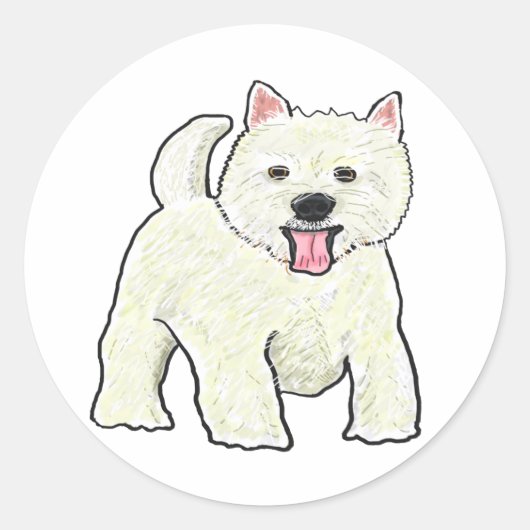 Sticker Rond Westie West Highland White Terrier (Devant)