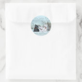 Sticker Rond Westies & Scottie en hiver (Sac)