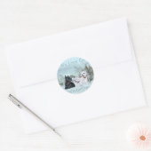 Sticker Rond Westies & Scottie en hiver (Enveloppe)
