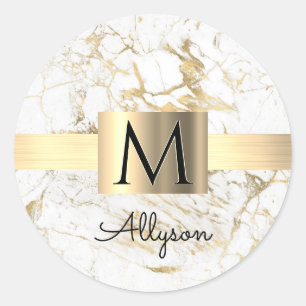 Sticker Rond Wh & Gold Marble Gold Box, do-it-yourself Nom Noir