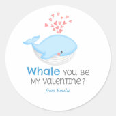 Sticker Rond Whale Tu Es Ma Valentine ? (Devant)