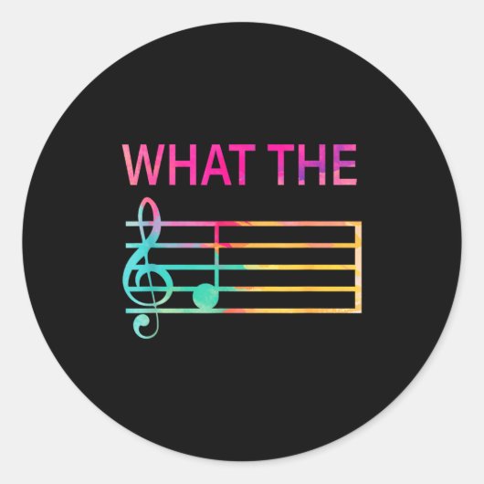Sticker Rond What The F Music Funny Clef Note Music Humor Music (Devant)