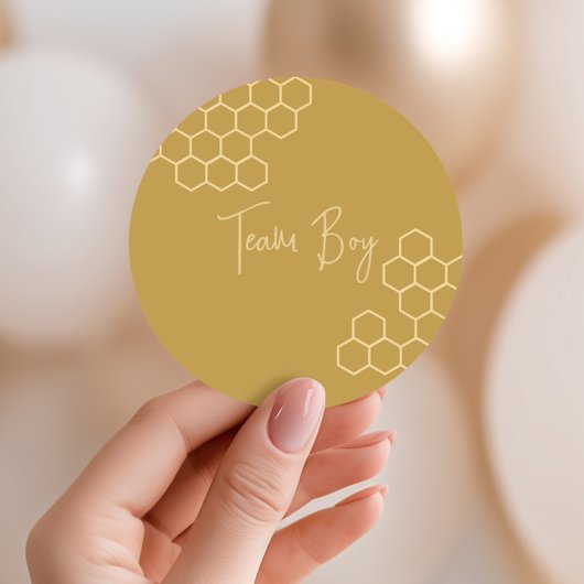 Sticker Rond What Will Baby Bee Golden Beige Team Boy