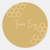 Sticker Rond What Will Baby Bee Golden Beige Team Boy (Devant)