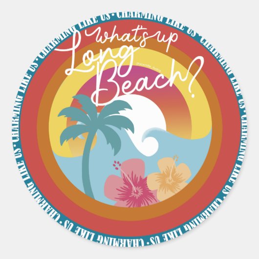 Sticker Rond What's Up Long Beach - AC (Devant)