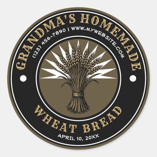 Sticker Rond Wheat Sheave Label Template (Devant)