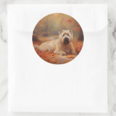 Sticker Rond Wheaten Terrier dans les feuilles d'automne automn (Sac)