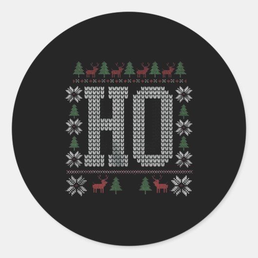Sticker Rond Where My Ho's At Ho Matching Couple Christmas Ugly (Devant)