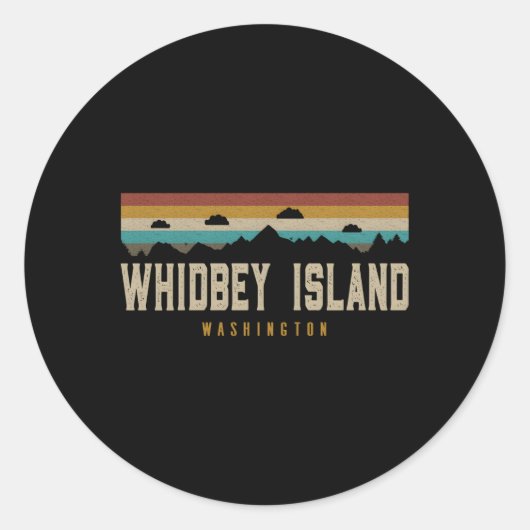 Sticker Rond Whidbey Island Mountains Randonnée Washington (Devant)