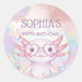 Sticker Rond Whimsical axolotl kids birthday (Devant)