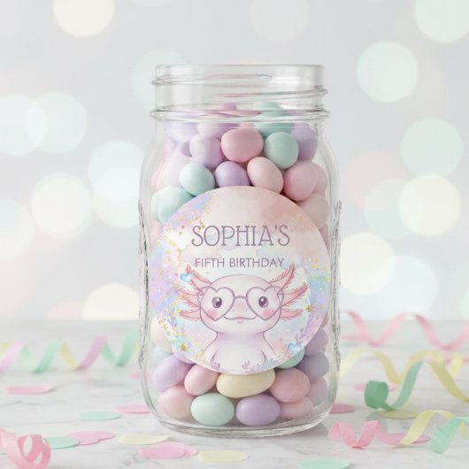 Sticker Rond Whimsical axolotl kids birthday