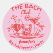 Sticker Rond Whimsical Beach Cocktail Bachelorette Week-end (Devant)