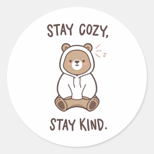 Sticker Rond Whimsical Bear with Positive Kindness Quote (Devant)