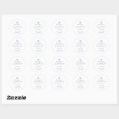 Sticker Rond Whimsical Blue Doodle Coeur Mariage Faveur (Feuille)