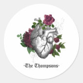 Sticker Rond Whimsical Bourgogne Floral Mariage gothique (Devant)