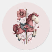 Sticker Rond Whimsical Carousel Horse Image (Devant)