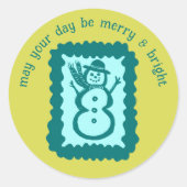 Sticker Rond Whimsical Christmas Stamp Cute Custom Merry Bright (Devant)