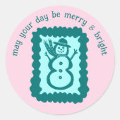 Sticker Rond Whimsical Christmas Stamp Cute Custom Merry Bright (Devant)