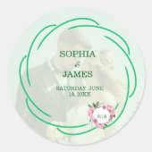 Sticker Rond Whimsical Citrus & Green flower Wedding (Devant)