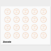 Sticker Rond Whimsical Citrus Orange Wavy Border Wedding (Feuille)