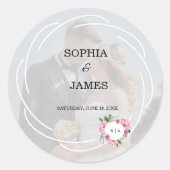 Sticker Rond Whimsical Citrus White & flower wedding (Devant)