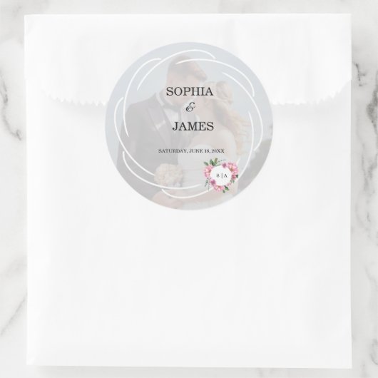 Sticker Rond Whimsical Citrus White & flower wedding (Sac)