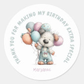 Sticker Rond Whimsical Dog Watercolor Birthday (Devant)