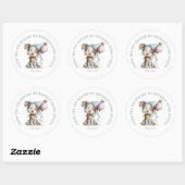 Sticker Rond Whimsical Dog Watercolor Birthday (Feuille)