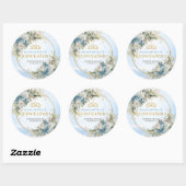 Sticker Rond Whimsical Dusty Blue Gold Greenery Quinceañera  (Feuille)
